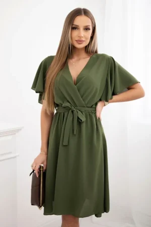 Rochie kaki cu decolteu petrecut...