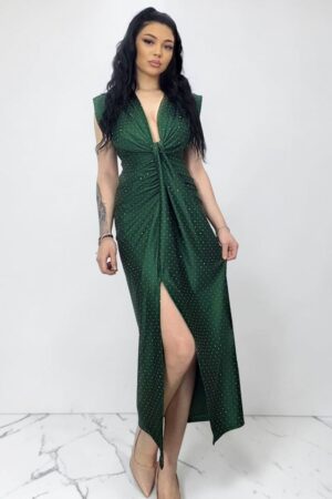 Rochie lunga cu cristale JHOSY si decolteu adanc