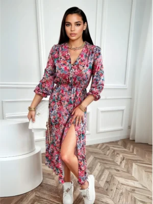 Rochie lunga cu imprimeu floral ...