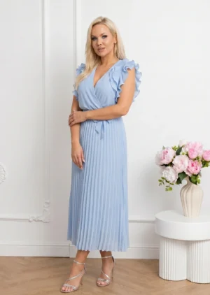 Rochie lunga eleganta bleu cu pl...
