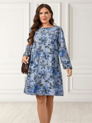 Rochie marime mare albastra cu i...