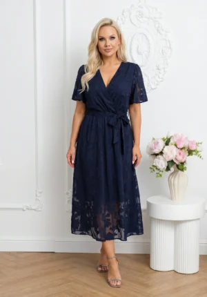 Rochie midi eleganta bleumarin c...