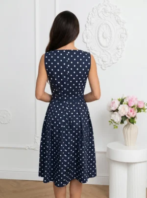 rochie-midi-bleumarin-din-bumbac-cu-buline-si-cordon-in-talie-3
