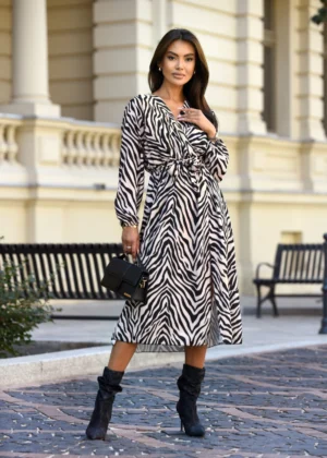 Rochie midi cu imprimeu zebra si...