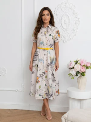 Rochie midi din bumbac cu imprim...
