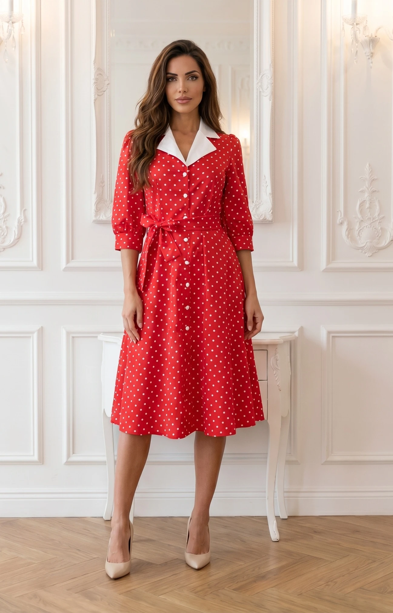 Rochie midi eleganta rosie cu bu...