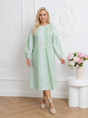 Rochie midi lejera cu dungi vert...