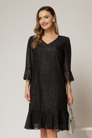 Rochie midi neagra cu fir lurex