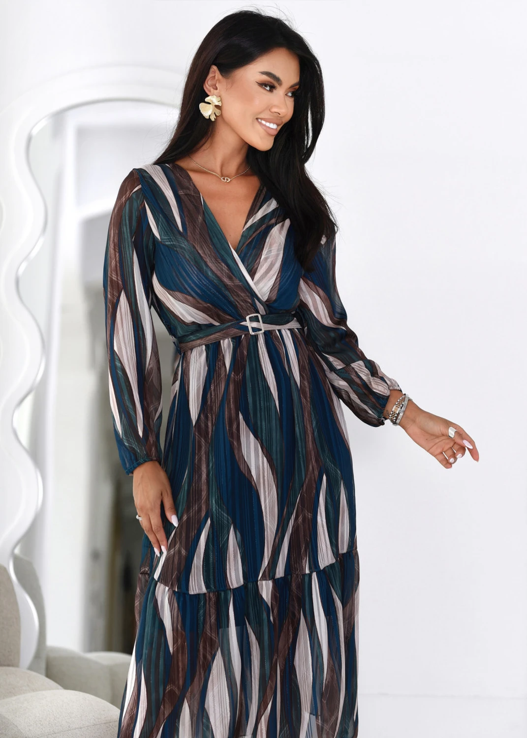 Rochie midi plisata eleganta cu ... - imagine 2
