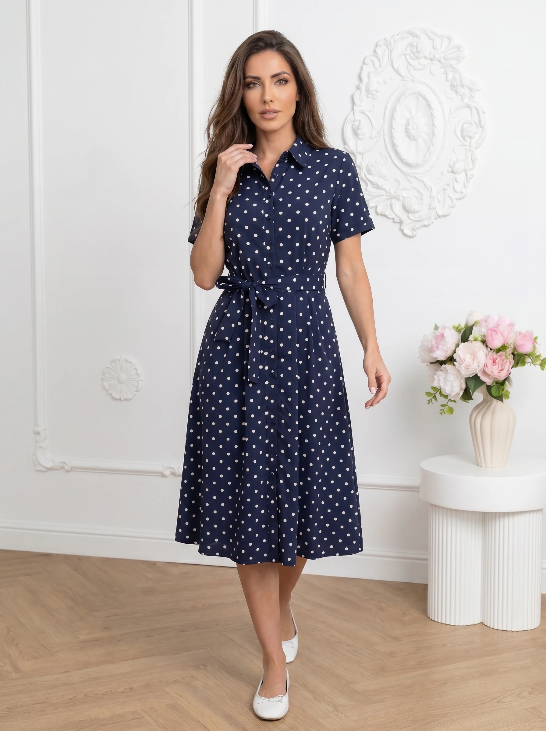 Rochie midi tip camasa bleumarin...