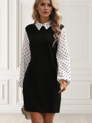 Rochie cu buline si croi drept