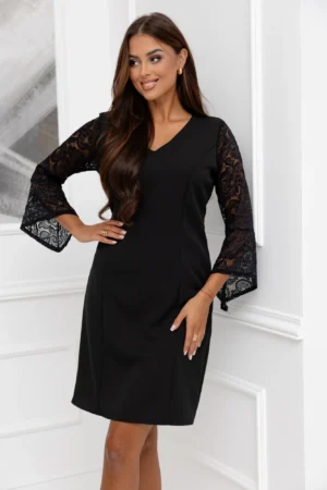 Rochie neagra eleganta cu maneci...