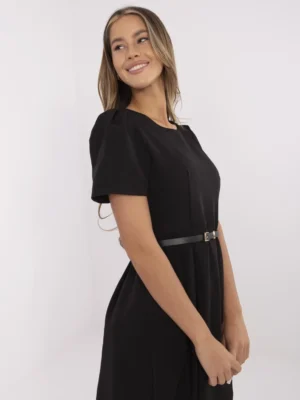 rochie-neagra-midi-cu-maneci-scurte-si-curea-in-talie-3