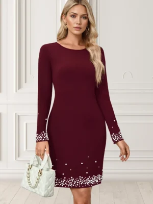 Rochie eleganta bordo accesoriza...