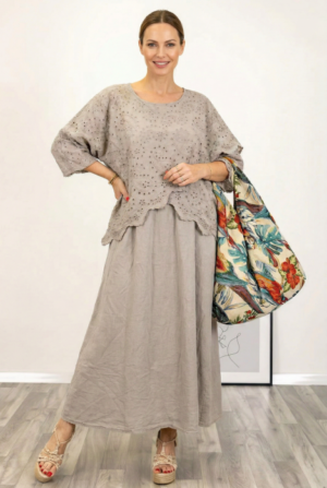 Rochie lunga din bumbac cu suprapunere