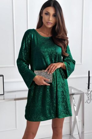 Rochie scurta cu paiete TizHea si funda oversize la spate