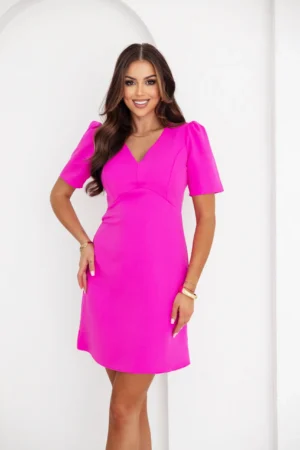 Rochie scurta fucsia cu decolteu...