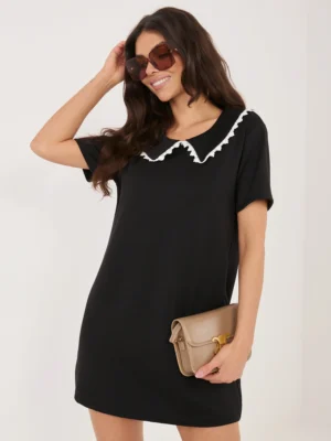 Rochie scurta neagra cu guler da...
