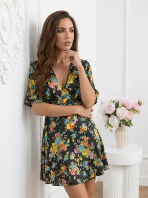 rochie-scurta-satinata-cu-imprimeu-multicolor-2