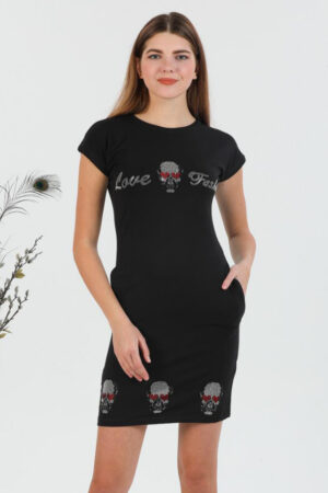 Rochie sport cu buzunare si maneci scurte