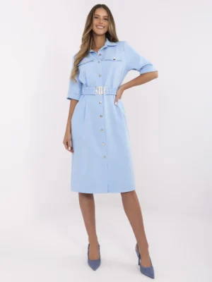Rochie tip camasa albastru desch...