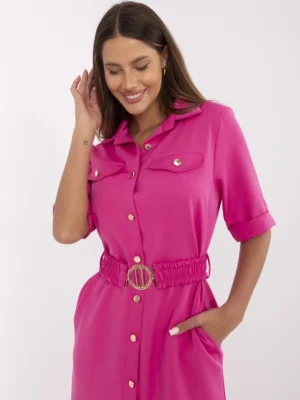 Rochie tip camasa fucsia cu cord...