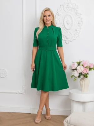 Rochie verde eleganta cu nasturi...