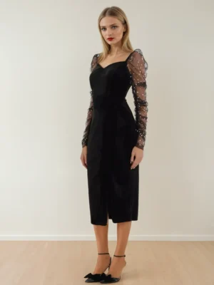 Rochie eleganta neagra cu maneci...