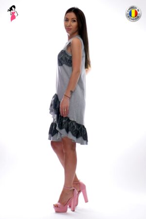 Rochie LaDonna by Catalin Botezatu cu volane si insertie dantela