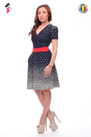 Rochie Fofy office din stofa elastica cu imprimeu
