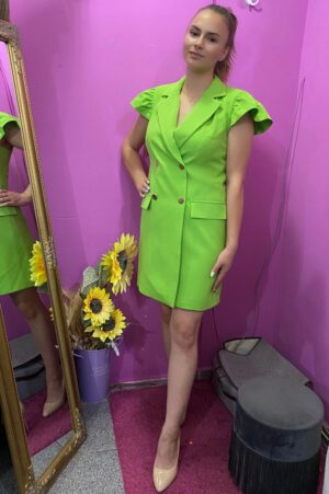 Rochie eleganta tip sacou de culoare verde