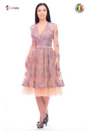 Rochie de ocazie clos din broderie pretioasa