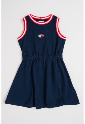 Rochie cu logo si maneci scurte - Bleumarin