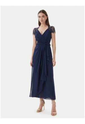 Rochie de seara -  bleumarin - matase - maneca scurta - Albastru