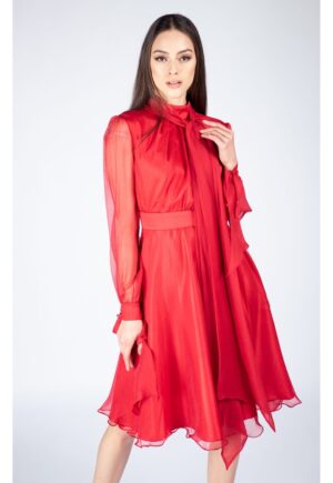 Rochie matase cu esarfe