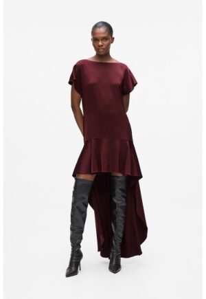 Rochie asimetrica din satin - Visiniu