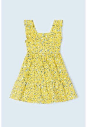 Rochie de bumbac cu imprimeu - Galben -