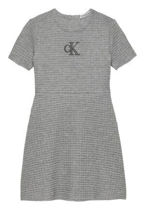 Rochie cu croiala in A si aspect texturat - Gri inchis