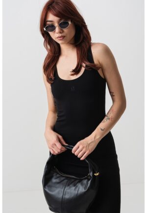 Rochie cambrata fara maneci - Negru