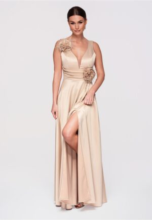 Rochie de seara maxi  LA-OM-DLR269 - Auriu