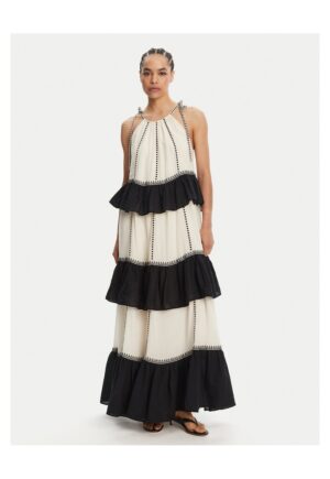 Rochie de vara  negru - ecru - 2 culori