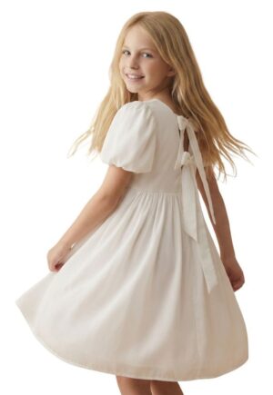 Rochie fete -  Sia - Poliester - Elegant - Scurta - Alb - Alb
