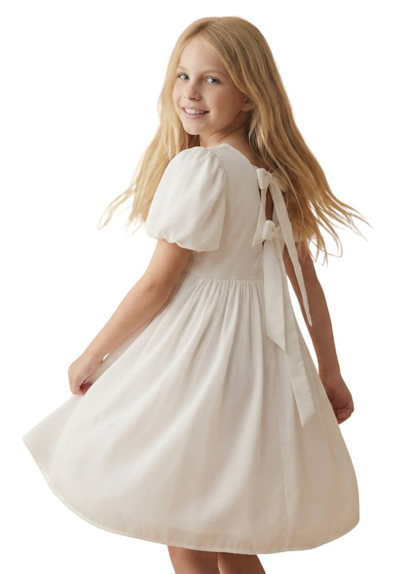 Rochie fete - Sia - Poliester - Elegant - Scurta - Alb - Alb