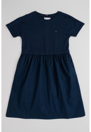 Rochie evazata din amestec de bumbac organic - Albastru ultramarin