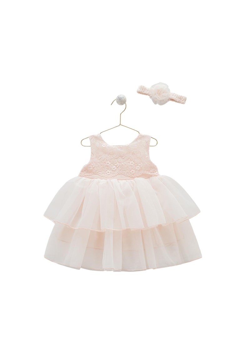 Rochita Eleganta cu Tulle - Bentita Asortata - ELB7899 - Roz deschis