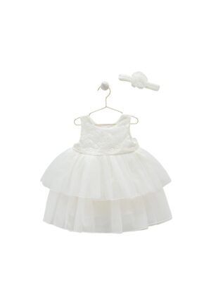Rochita Eleganta cu Tulle -  Bentita Asortata - ELB7899 - Alb