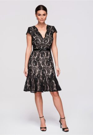 Rochie de seara midi  LA-OM-DLR294 - Negru