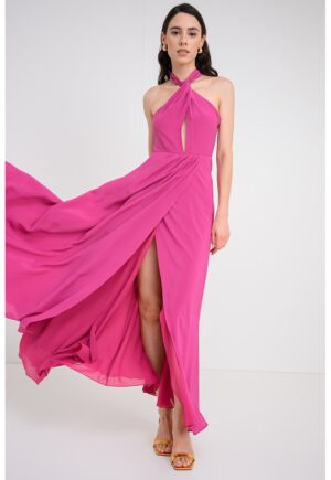 Rochie lunga din matase cu detalii cu decupaje - Deep Purple