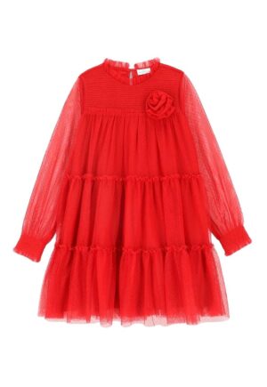 Rochie fetite - din tul -  rosu