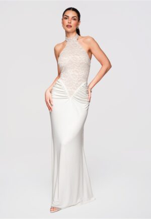 Rochie de seara maxi  LA-OM-DLR295 - Ecru